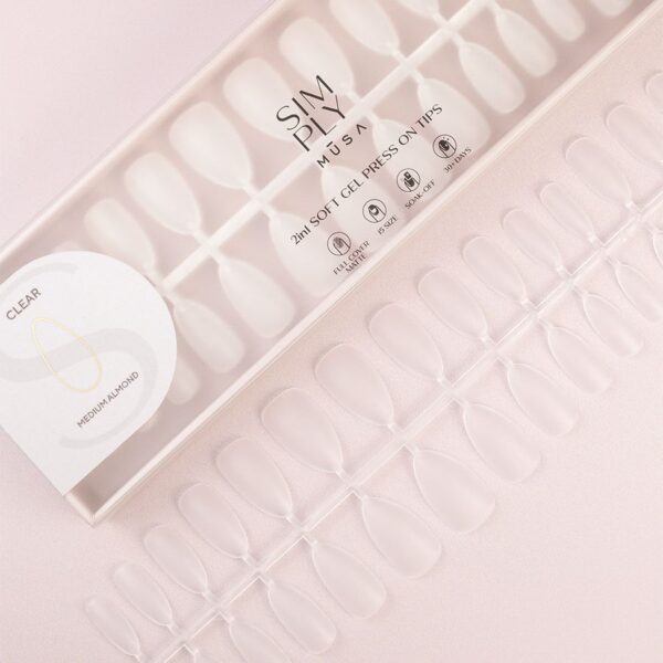 Tips-soft-gel-press-on-clear-medium-almond-simply-musa-nails TIPS SOFT GEL CLEAR ALMENDRA MEDIA