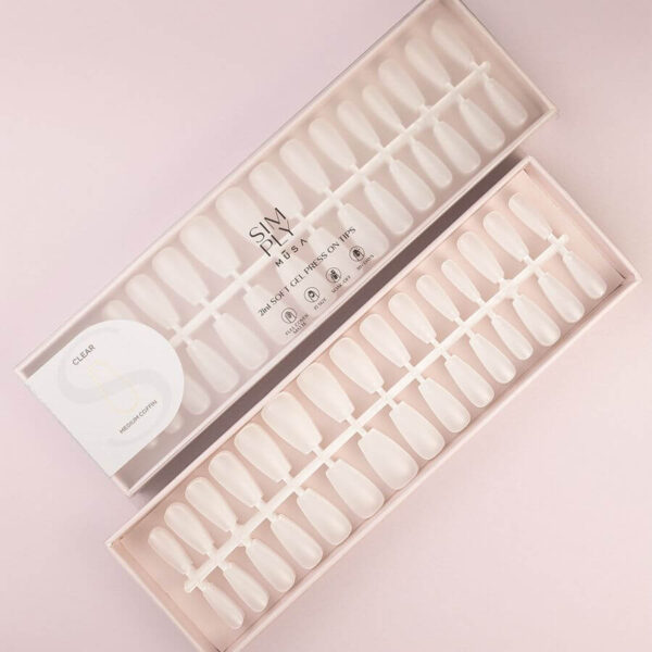 Tips-soft-gel-press-on-clear-medium-coffin-simply-musa-nails-1 TIPS SOFT GEL CLEAR COFFIN MEDIA