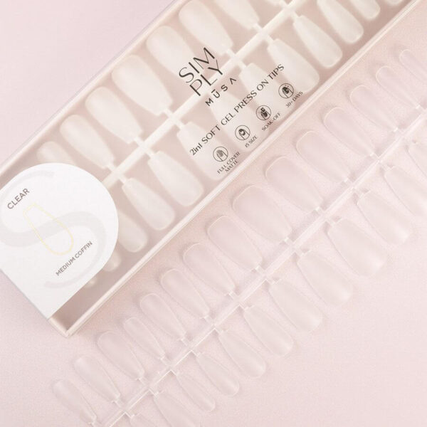 Tips-soft-gel-press-on-clear-medium-coffin-simply-musa-nails TIPS SOFT GEL CLEAR COFFIN MEDIA