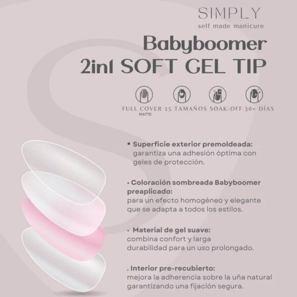 TIPS SOFT GEL BABY BOOMER ALMENDRA PINK