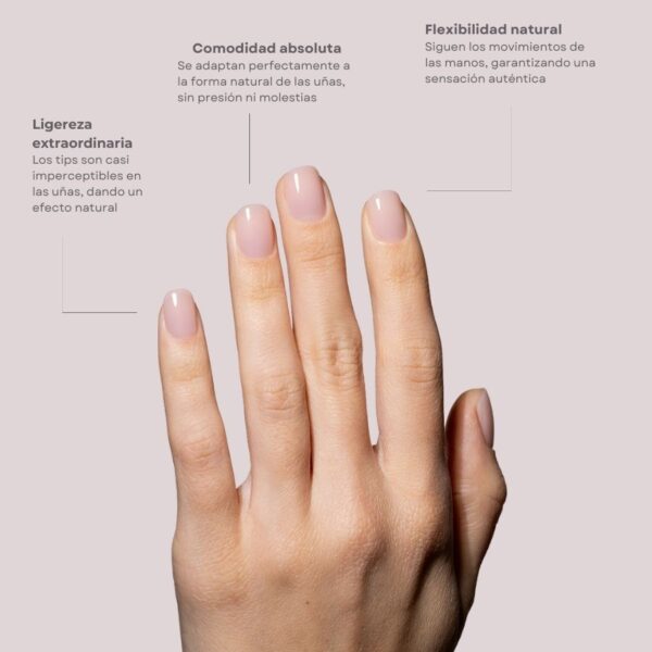 TIPS SOFT GEL NATURAL CUADRADA REDONDEADA CORTA PEACH PINK