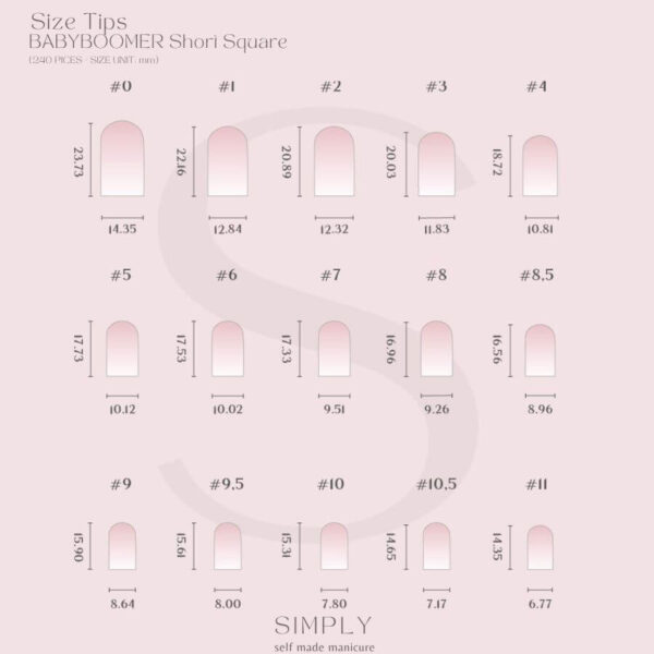 TIPS SOFT GEL BABY BOOMER CUADRADA CORTA NUDE