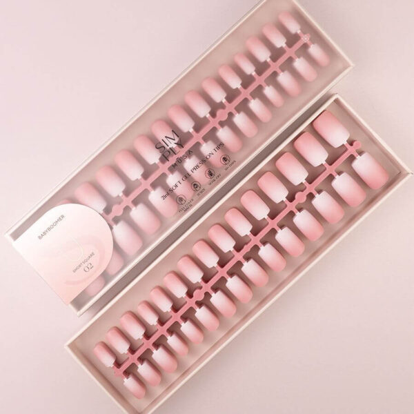 TIPS SOFT GEL BABY BOOMER CUADRADA CORTA PINK