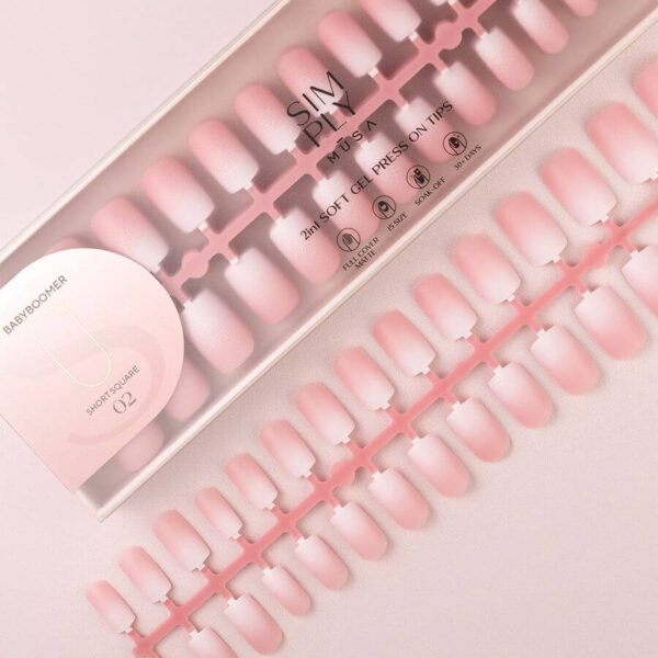 TIPS SOFT GEL BABY BOOMER CUADRADA CORTA PINK