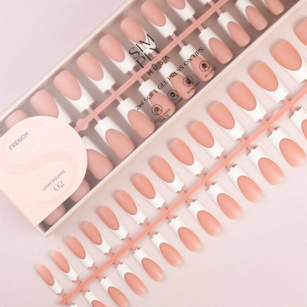 tips-soft-gel-press-on-french-long-square-02-simply-musa-nails TIPS SOFT GEL FRENCH CUADRADA LARGA COVER NUDE