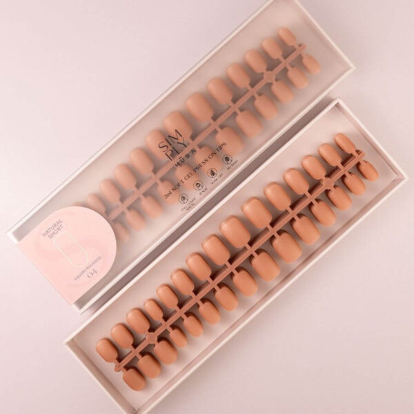 TIPS SOFT GEL NATURAL CUADRADA REDONDEADA CORTA DARK NUDE