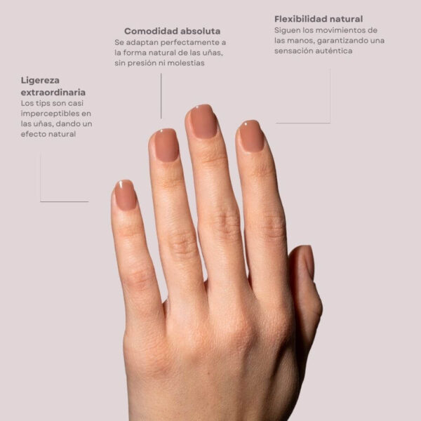 TIPS SOFT GEL NATURAL CUADRADA REDONDEADA CORTA DARK NUDE