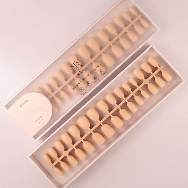 TIPS SOFT GEL NATURAL CUADRADA REDONDEADA CORTA NUDE