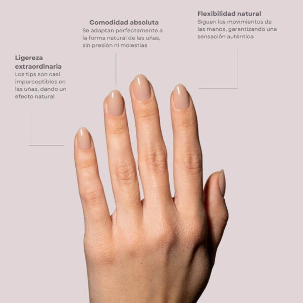 TIPS SOFT GEL NATURAL CUADRADA REDONDEADA CORTA NUDE