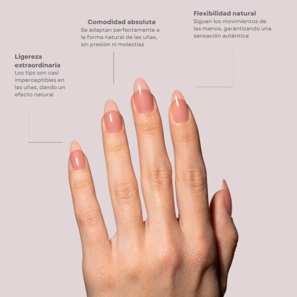 TIPS SOFT GEL NATURAL ALMENDRA MEDIA CORAL PINK
