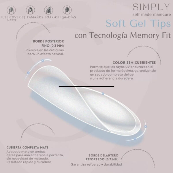 TIPS SOFT GEL NATURAL ALMENDRA MEDIA BLUSH