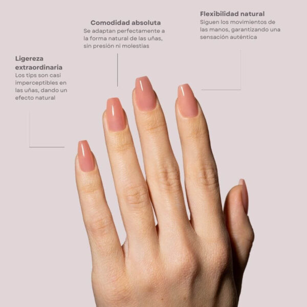 TIPS SOFT GEL NATURAL COFFIN CORTA CORAL PINK