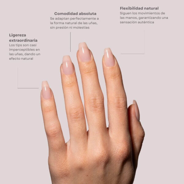 TIPS SOFT GEL NATURAL COFFIN CORTA PEACH PINK